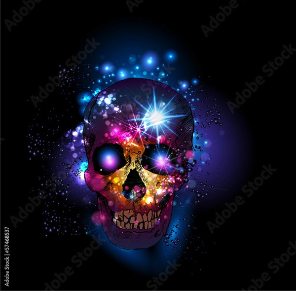 Fototapeta Череп в ярких световых вспышках