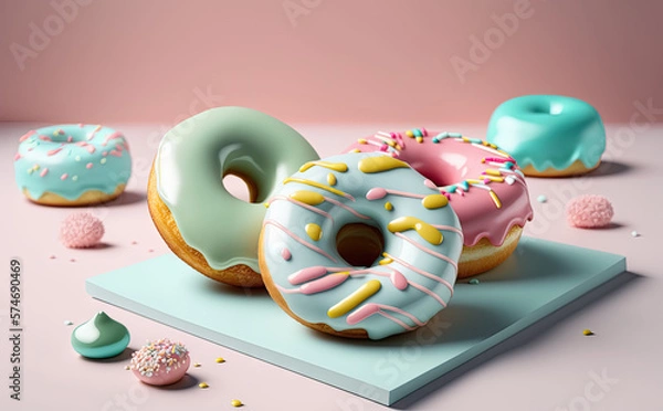 Obraz Donuts illustration created with Generative AI technology