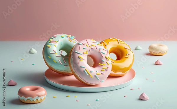 Obraz Donuts illustration created with Generative AI technology