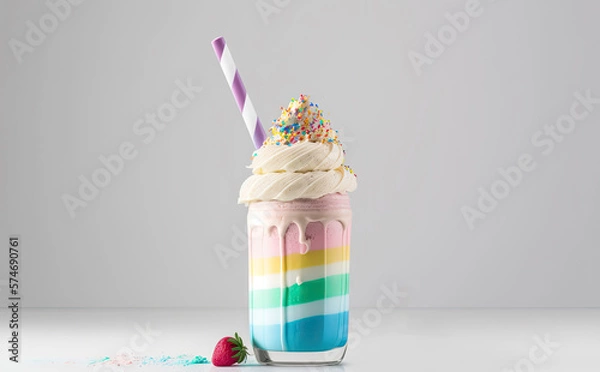 Obraz Milkshake - realistic illustration created with Generative AI technology