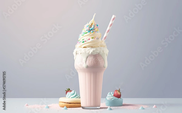 Obraz Milkshake - realistic illustration created with Generative AI technology