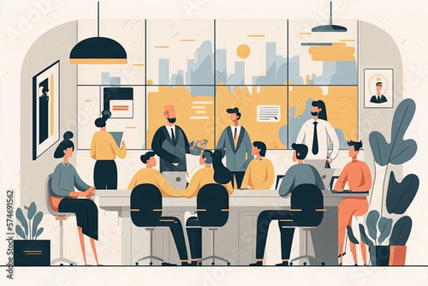 Obraz Business people at the office - illustration created with Generative AI technology