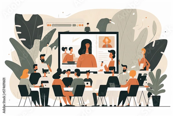 Obraz Business conference illustration created with Generative AI technology