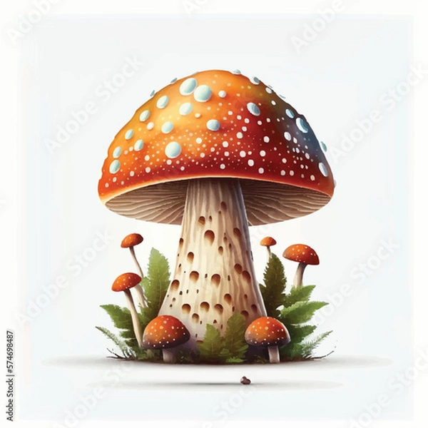 Fototapeta Cute Mushroom Illustration on isolated white background