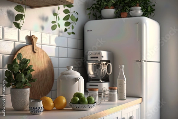 Obraz Minimalist White Kitchen Interior