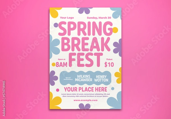 Obraz Colorful Spring Break Fest Flyer