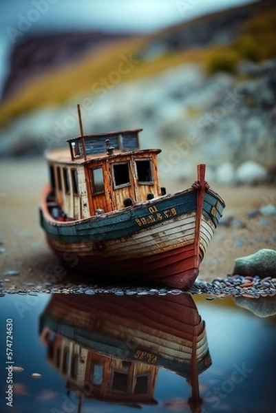 Obraz Miniature Boat. generative AI