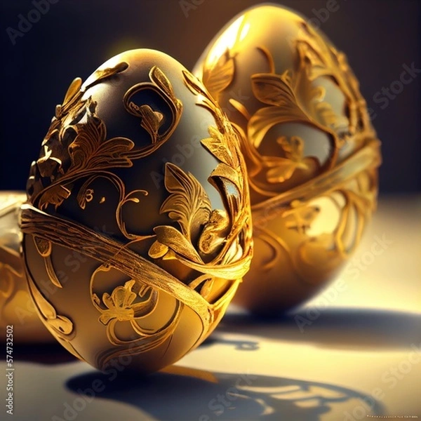 Obraz background with easter golden eggs. generative ai
