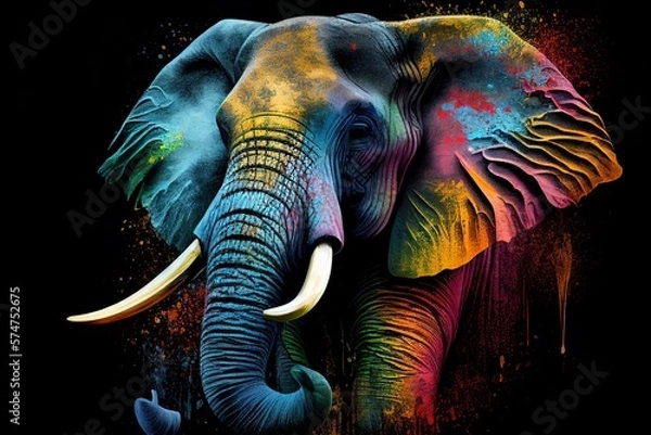 Fototapeta rainbow colored elephant