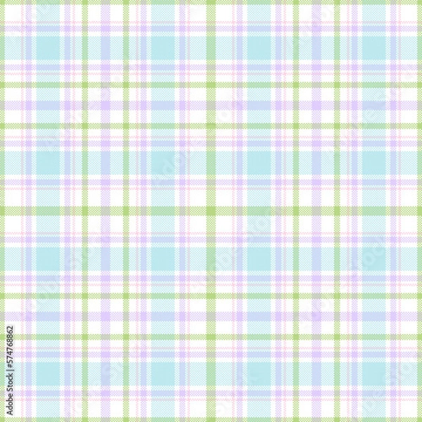 Fototapeta Gingham patterns. Spring summer light pastel colors. Seamless Easter holiday print. Scottish tartan vichy textured check plaids for dress, shirt, tablecloth, or other.