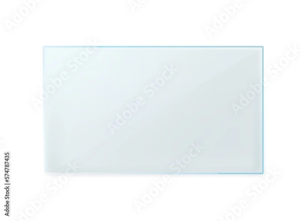 Fototapeta Rectangle glass surface, transparent realistic plate  made of glass.  Acrylic or plastic textured translucent frame. Png