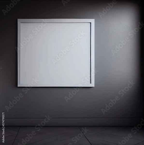 Fototapeta empty frame on dark colored wall, space for copy, ai