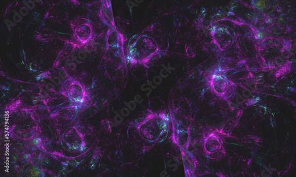 Obraz Abstract illustration with bright neon symmetric pattern.