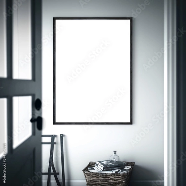 Fototapeta Creepy Frame Mockup Room with Horror Theme and Sinister Centerpiece Frame
