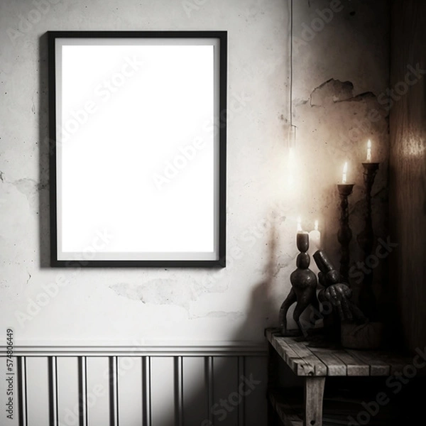 Fototapeta Haunted Frame Mockup Room with Ghostly Centerpiece Frame