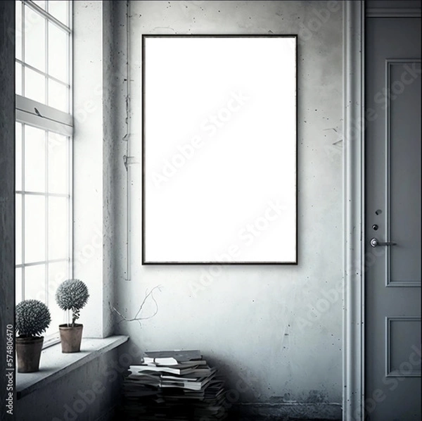 Fototapeta Frightening Frame Mockup Room with Macabre Centerpiece Frame