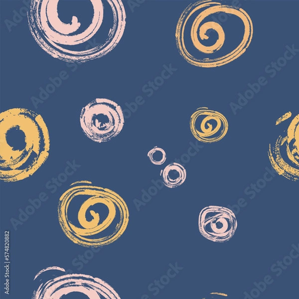 Fototapeta Seamless color wallpaper with round patterns for design. Hand-drawn illustration, for wrapping paper, cover. Soft fabric, textiles, pillow, pajamas.