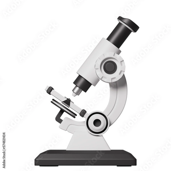 Obraz Microscope 3D illustration. Laboratory analysis tool isolated on transparent background
