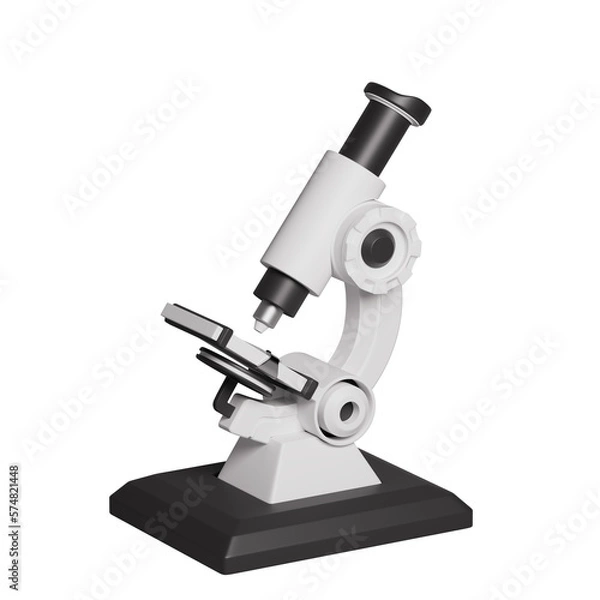 Obraz Microscope 3D illustration. Laboratory analysis tool isolated on transparent background