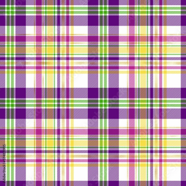 Fototapeta Mardi Gras Plaid Seamless Pattern - Colorful repeating pattern design