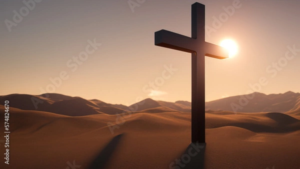 Fototapeta Christian Cross: A Testament to the Power of Love and Sacrifice, Generative AI