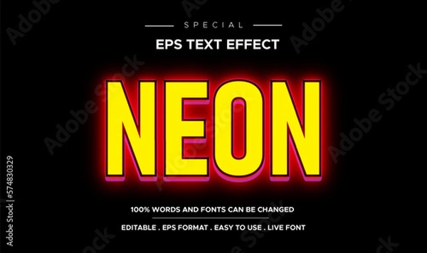 Fototapeta Text Effect Neon editable glow, shadow, overlay
