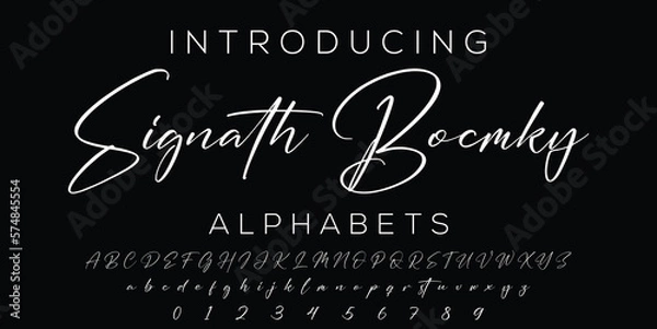 Obraz Signature Font Calligraphy Logotype Script Brush Font Type Font lettering handwritten