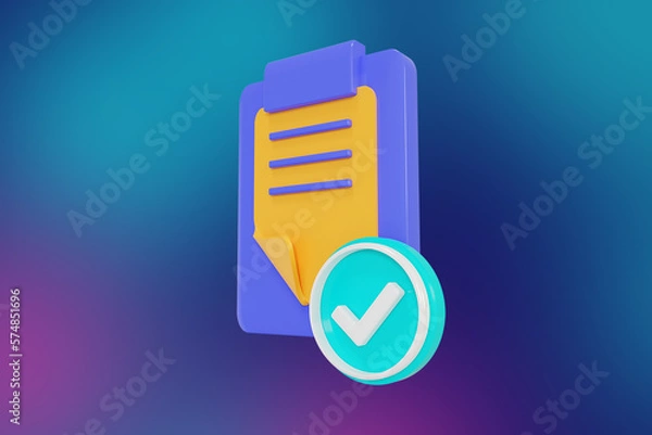 Obraz Approval 3d icon with modern gradient background