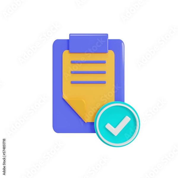 Obraz Approval icon with 3d render style