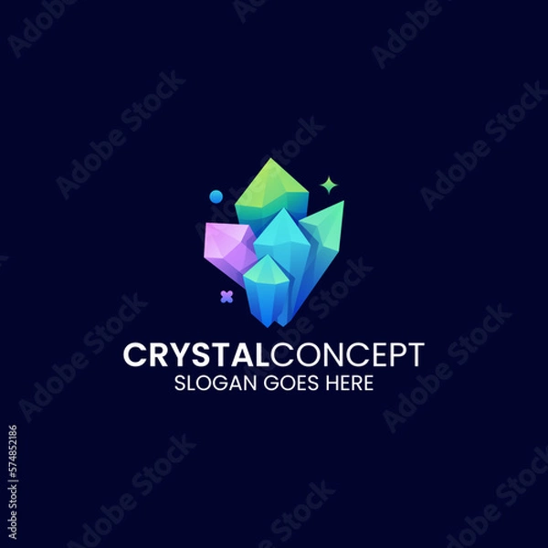 Fototapeta Vector Logo Illustration Crystal Gradient Colorful Style