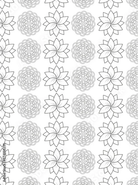 Fototapeta vector pattern. 
Beautiful black and white illustration for adult coloring book with rectangle abstract linear tribal pattern