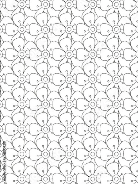 Fototapeta vector pattern. 
Beautiful black and white illustration for adult coloring book with rectangle abstract linear tribal pattern