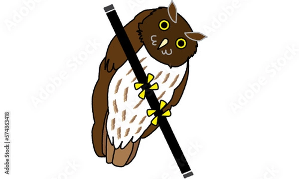 Obraz 世界自然遺産の生き物　リュウキュウコノハズク　ポップ調