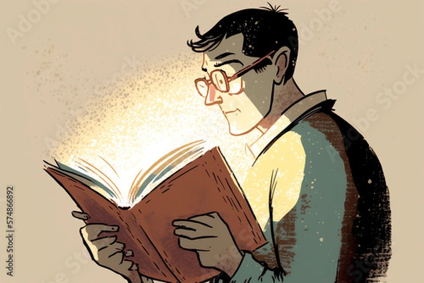 Fototapeta Man reading a book. Generative AI