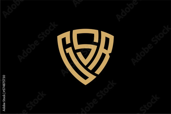 Fototapeta GSR creative letter shield logo design vector icon illustration