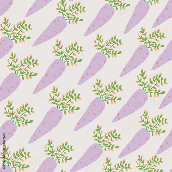 Fototapeta Creamy with purple carrots seamless pattern background design.
