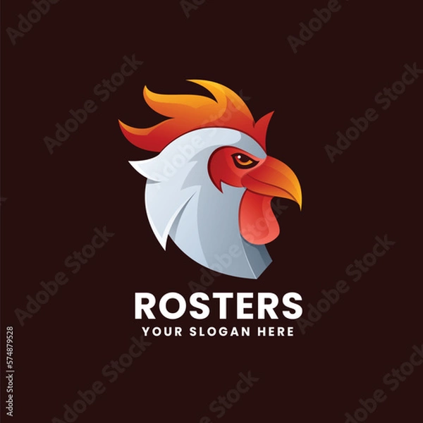 Fototapeta Rooster Gradient Logo, Chicken Head Vector Template