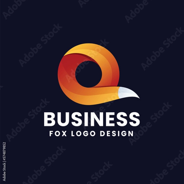 Fototapeta Abstract Letter O with Fox Tail Gradient Logo Vector Icon Illustration