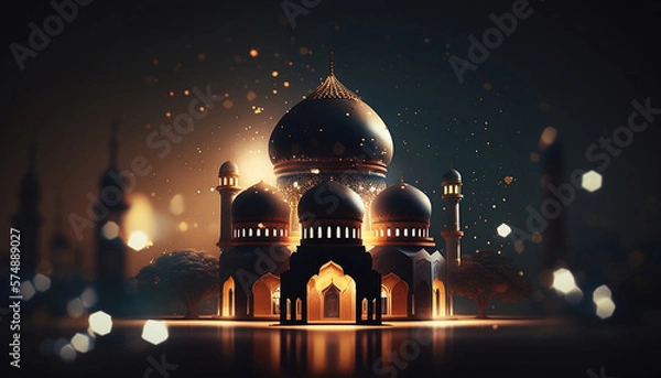 Obraz Mosque background. Ramadan mosque wallpaper. Ai generated