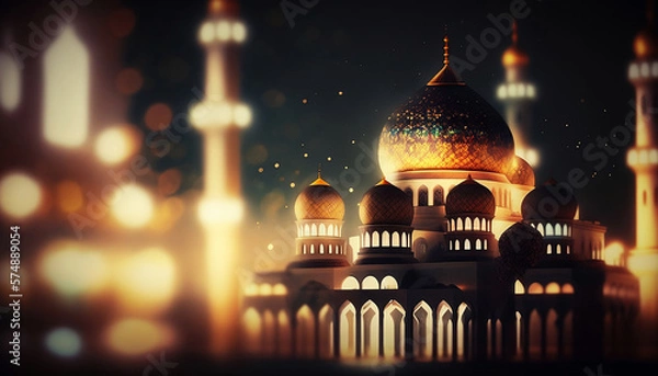 Obraz Mosque background. Ramadan mosque wallpaper. Ai generated