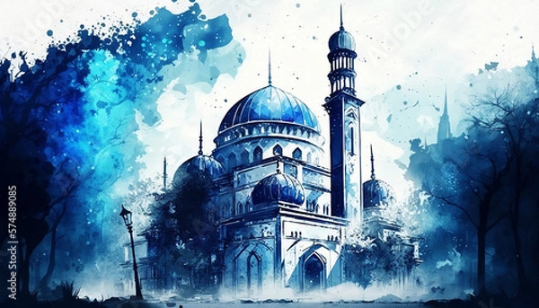 Obraz Mosque background. Ramadan mosque wallpaper. Ai generated