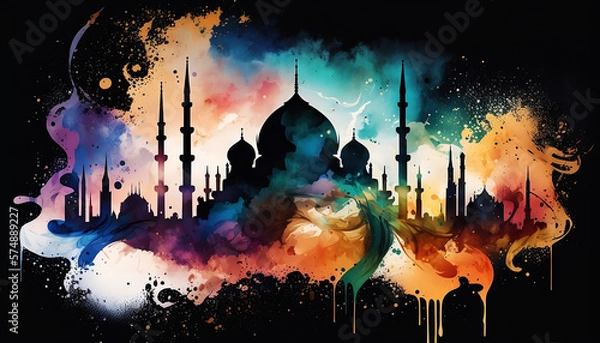 Obraz Mosque background. Ramadan mosque wallpaper. Ai generated
