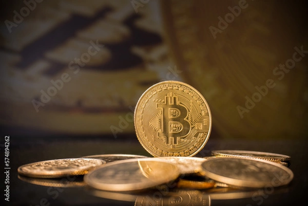 Obraz Bitcoin is a cryptocurrency and worldwide payment