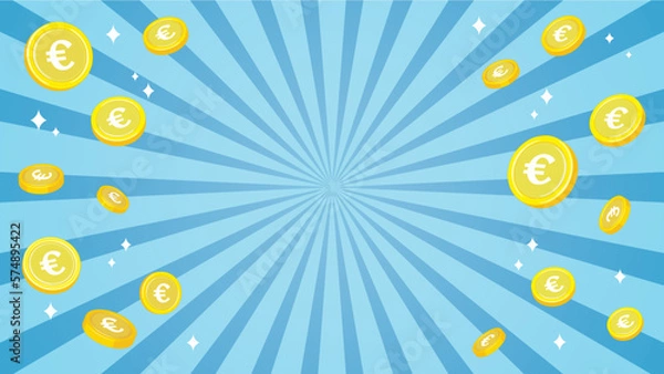 Fototapeta コイン　集中線（ユーロ）