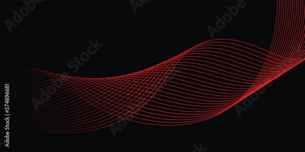 Fototapeta Black background and red line wave 
