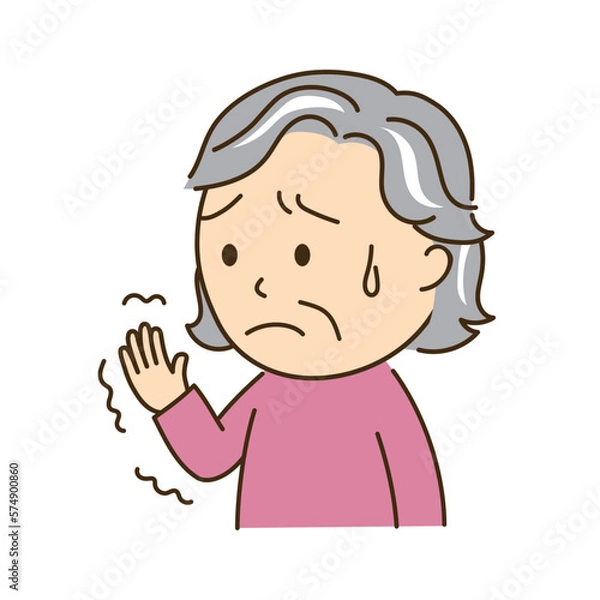 Fototapeta 脳卒中により片手が麻痺したおばあさん