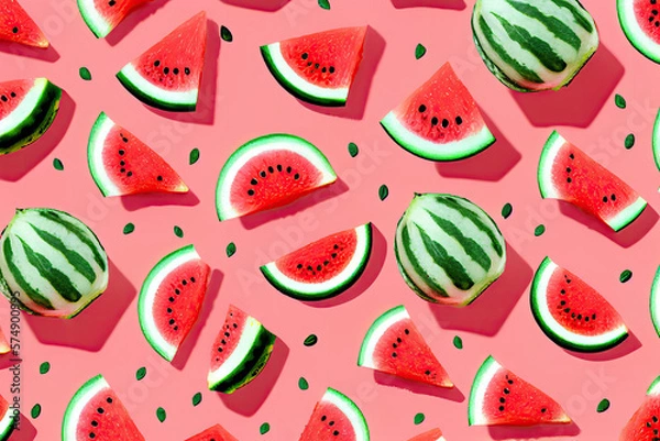 Fototapeta Seamless watermelon background generative AI
