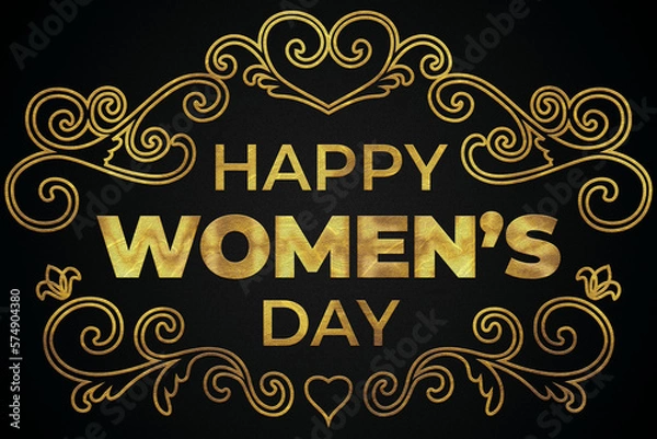 Obraz Happy women's day Golden calligraphy design banner