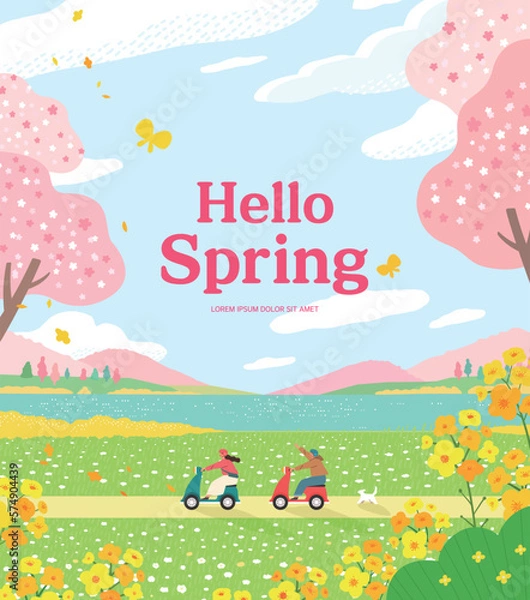 Obraz Spring template with beautiful flower. Vector illustration
