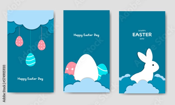 Fototapeta Happy Easter Day Bundle Template Illustration